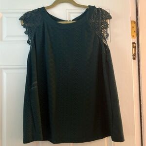 SHEIN Dark Green Lace Sleeve Blouse